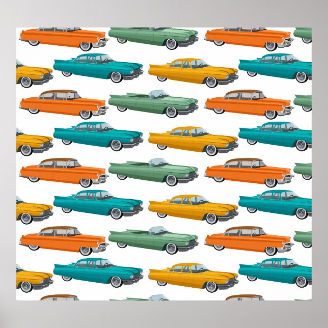 Retro Car Fifties Stilmuster Poster (Vorne)