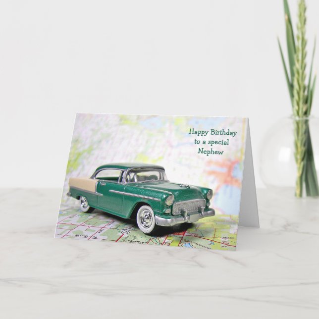 Retro Car für Nephews Geburtstag Karte (Vorderseite)