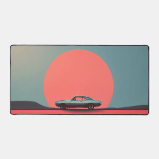 Retro Car Minimal Sunset Artwork Schreibtischunterlage