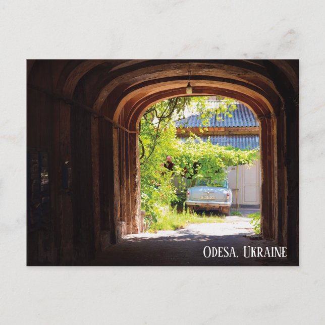 Retro Car und Mailboxen Odesa Ukraine Postkarte (Vorderseite)