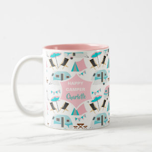 Retro Caravan Camping Niedlich Personalisiert  Zweifarbige Tasse