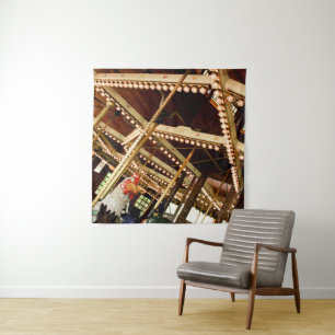 Retro Carousel Rooster Wandteppich