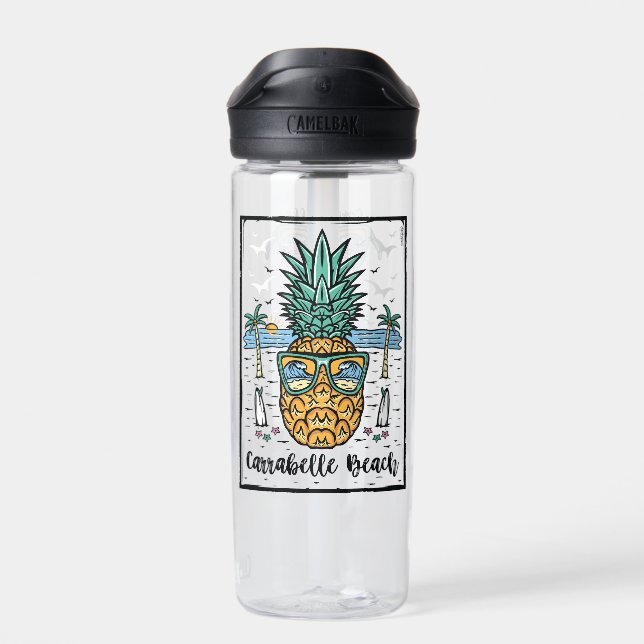 Retro Carrabelle Beach auf beiden Seiten Kunstwerk Trinkflasche (Rückseite)