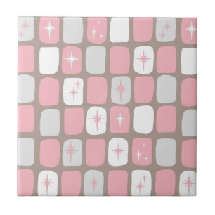 Rétro carreau de céramique rose de Starbursts
