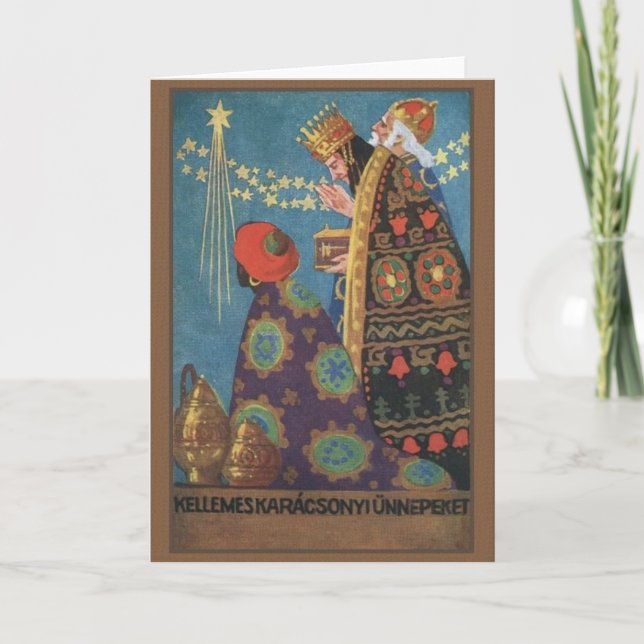 Rétro carte de Noël de Karácsonyi de Hongrois (Devant)