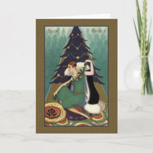 Rétro carte de Noël italienne de Buon Natale d'art