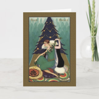 Rétro carte de Noël italienne de Buon Natale d'art