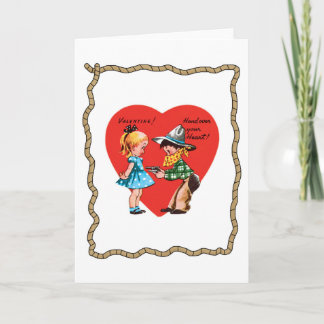 Rétro carte de Saint-Valentin de corde de coeur de