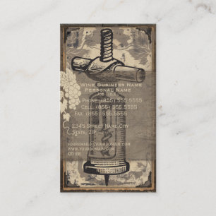Rétro carte de visite vintage d'affaires de vin
