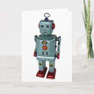 Rétro carte de voeux de blanc de robot