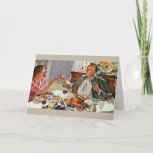 Rétro carte de voeux de dîner de thanksgiving