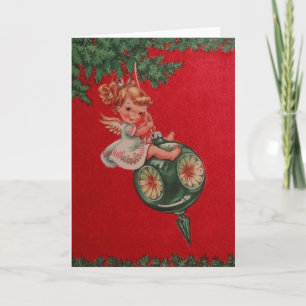 Rétro carte de voeux de Noël d'ange