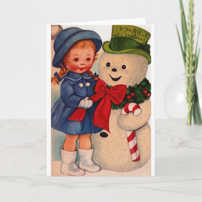 Rétro carte de voeux de Noël pour la nièce (Devant)