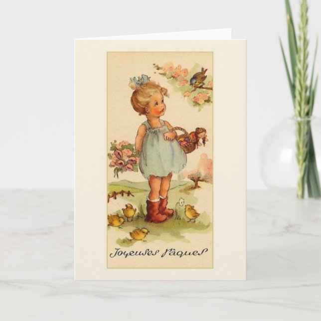 Rétro carte de voeux de Pâques de Français (Devant)