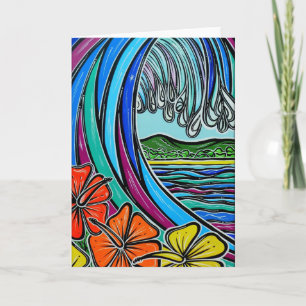 Rétro carte de voeux de vague