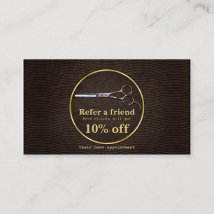 Rétro carte d'or de référence de salon de coiff