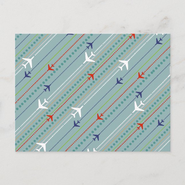 Rétro carte postale de motif d'avion (Devant)