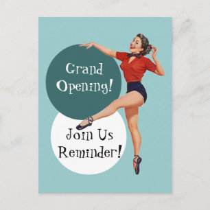 Retro Carte Postale Happy Lady Grand Ouverture