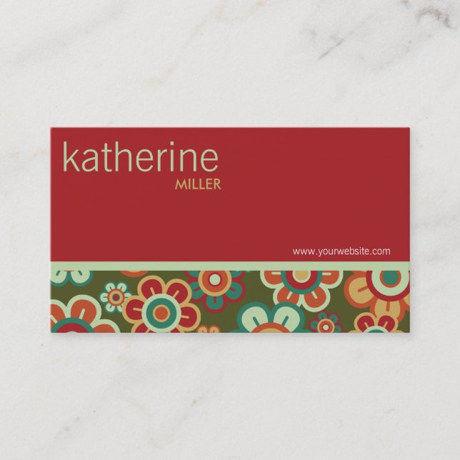 Rétro carte rouge et verte de profil de flower (Devant)