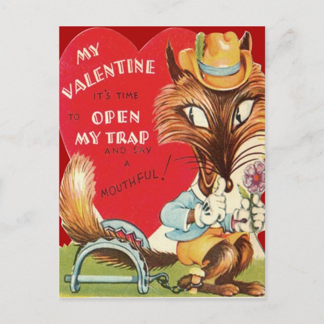 Rétro carte vintage de Fox Valentine (Devant)