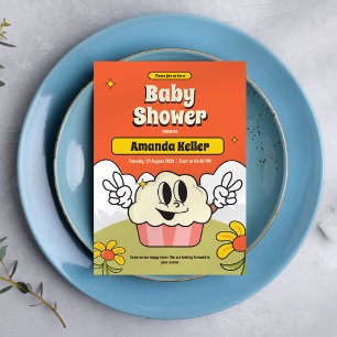 Retro Cartoon Cake Baby Dusche Einladung