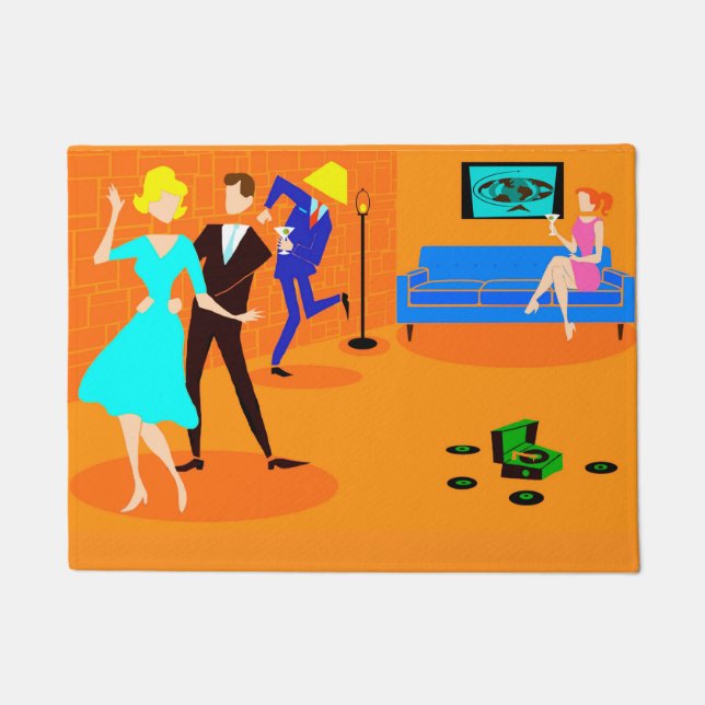 Retro Cartoon Cocktail Party Dose Mat Fußmatte (Vorderseite)