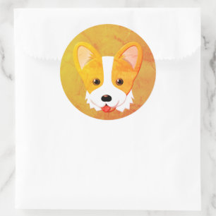 Retro-Cartoon-Corgi Runder Aufkleber