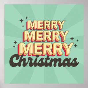 Retro Cartoon Design frohe Weihnachtsübersicht Poster
