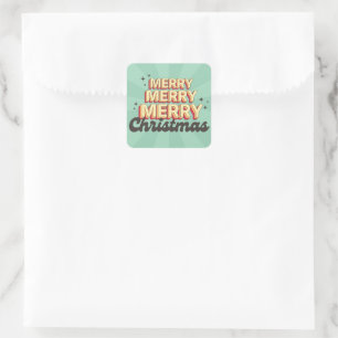 Retro Cartoon Design frohe Weihnachtsübersicht Quadratischer Aufkleber