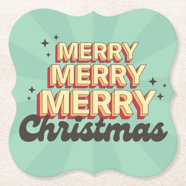 Retro Cartoon Design frohe Weihnachtsübersicht Untersetzer (Vorderseite)