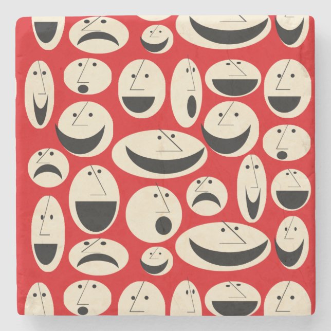 Retro-Cartoon gegenüber Muster-Marble-Stone-Unters Steinuntersetzer (Vorderseite)