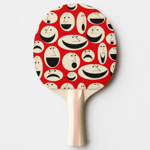 Retro Cartoon gegenüber Muster Ping Pong Paddel Tischtennis Schläger