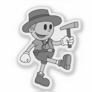 Retro-Cartoon-Geologe (Schwarz-Weiß) Vinyl Aufkleber