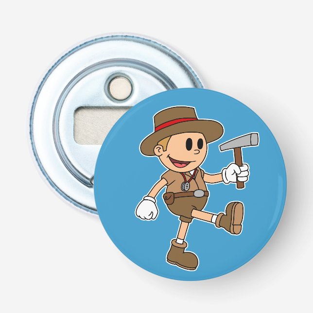 Retro Cartoon Geologist (Farbe) Flaschenöffner (Vorderseite)