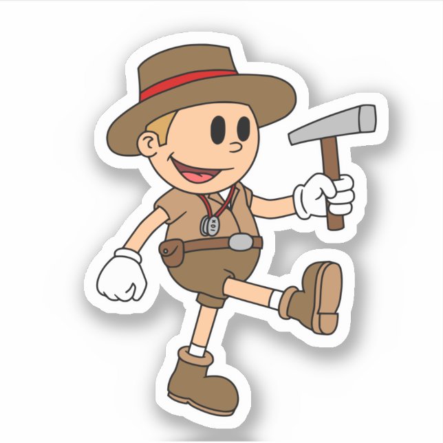 Retro Cartoon Geologist (Farbe) Vinyl Aufkleber (Vorderseite)
