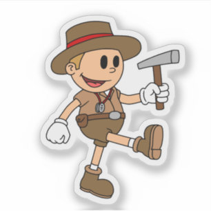 Retro Cartoon Geologist (Farbe) Vinyl Aufkleber