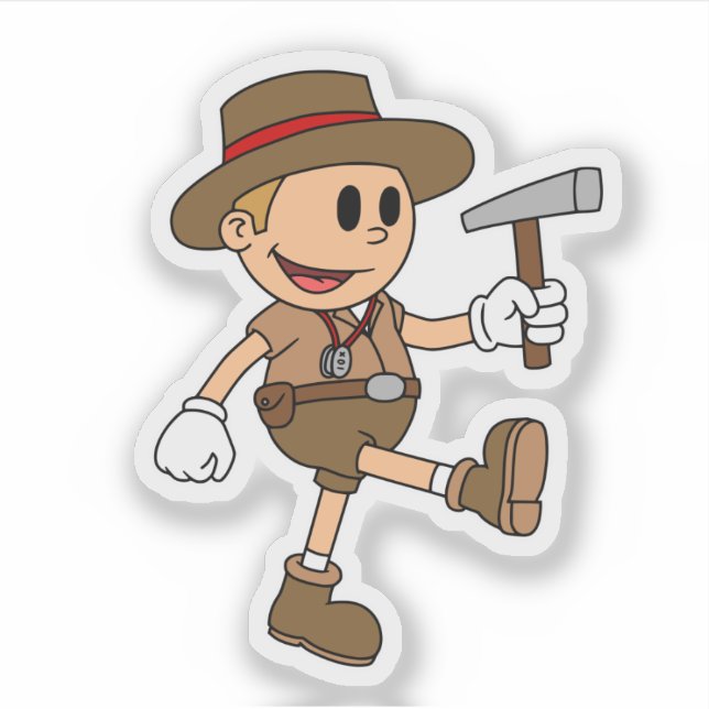 Retro Cartoon Geologist (Farbe) Vinyl Aufkleber (Vorderseite)