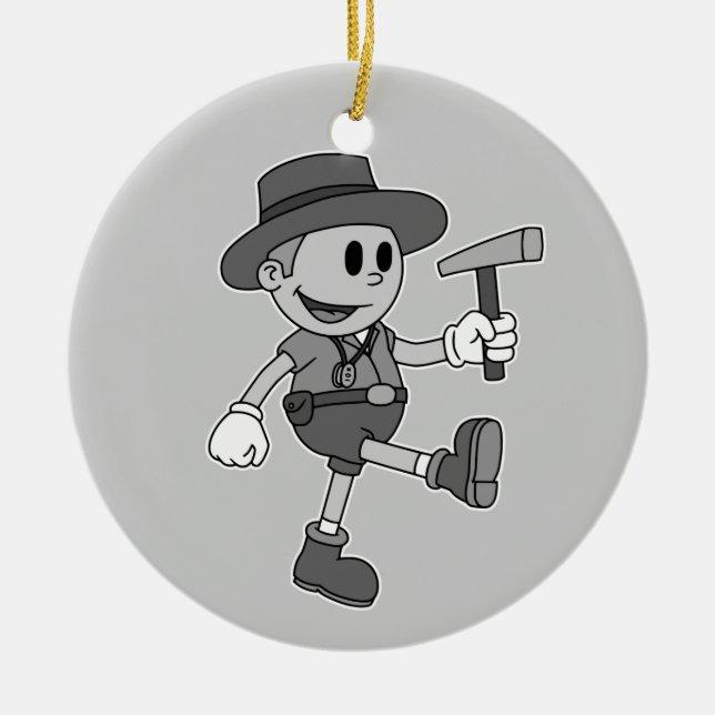 Retro Cartoon Geologist (Name hinzufügen) Keramikornament (Vorne)