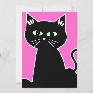 Retro-Cartoon grüne Katze Party Einladung