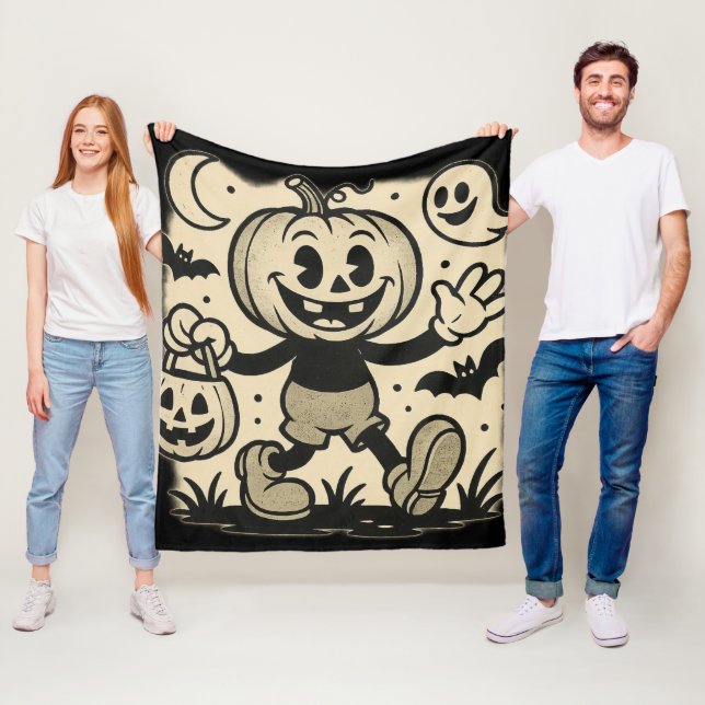 Retro cartoon-inspired Halloween blanket Fleecedecke (Beispiel)