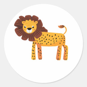 Retro Cartoon Lion Runder Aufkleber