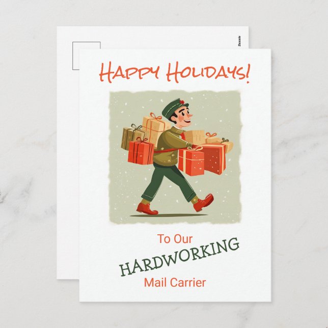 Retro Cartoon Mail Man Postkarte (Vorne/Hinten)