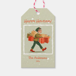 Retro Cartoon Postman Holiday Geschenkanhänger