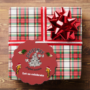 Retro Cartoon Weihnachtsfeiertag Ornament Karte
