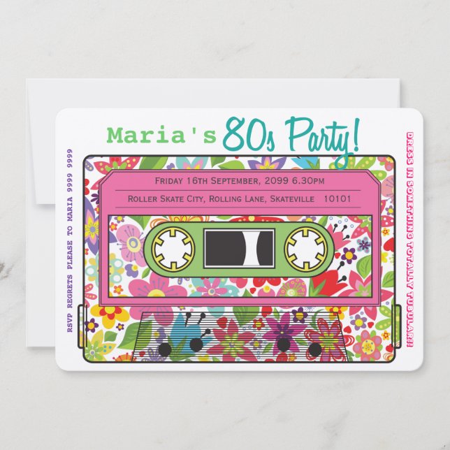 Retro Casette Tape 80s Fête Thème Invitation (Devant)