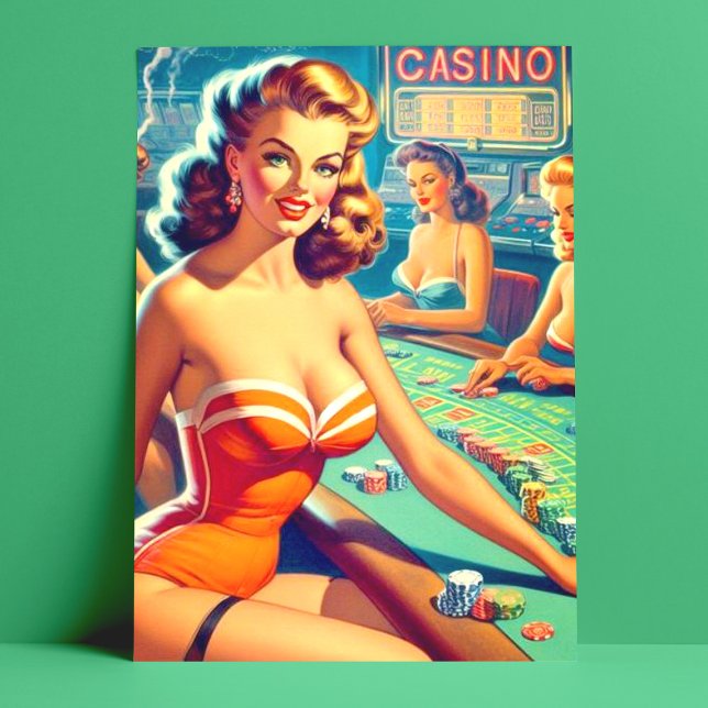 Retro Casino Postkarte (Von Creator hochgeladen)
