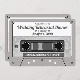 Retro Cassette Band Hochzeit Probe Abendessen Einladung