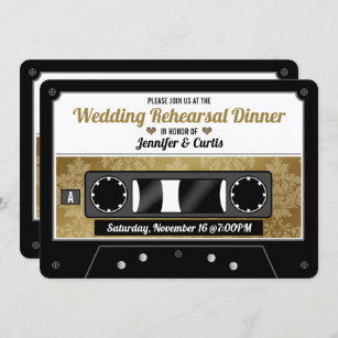 Retro Cassette Band Hochzeit Probe Abendessen Invi Einladung