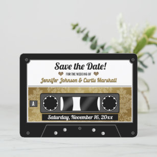 Retro Cassette Band Hochzeit speichern Sie das Dat Einladung