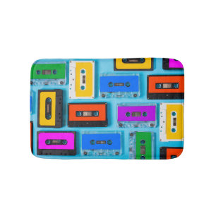 Retro Cassette: Blue Background Collection Badematte
